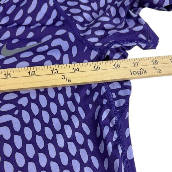 Nike Pro Fitted Dri-Fit V-Neck Purple Polka Dot Short Sleeve Shirt Women’s M - Picture 4 of 5